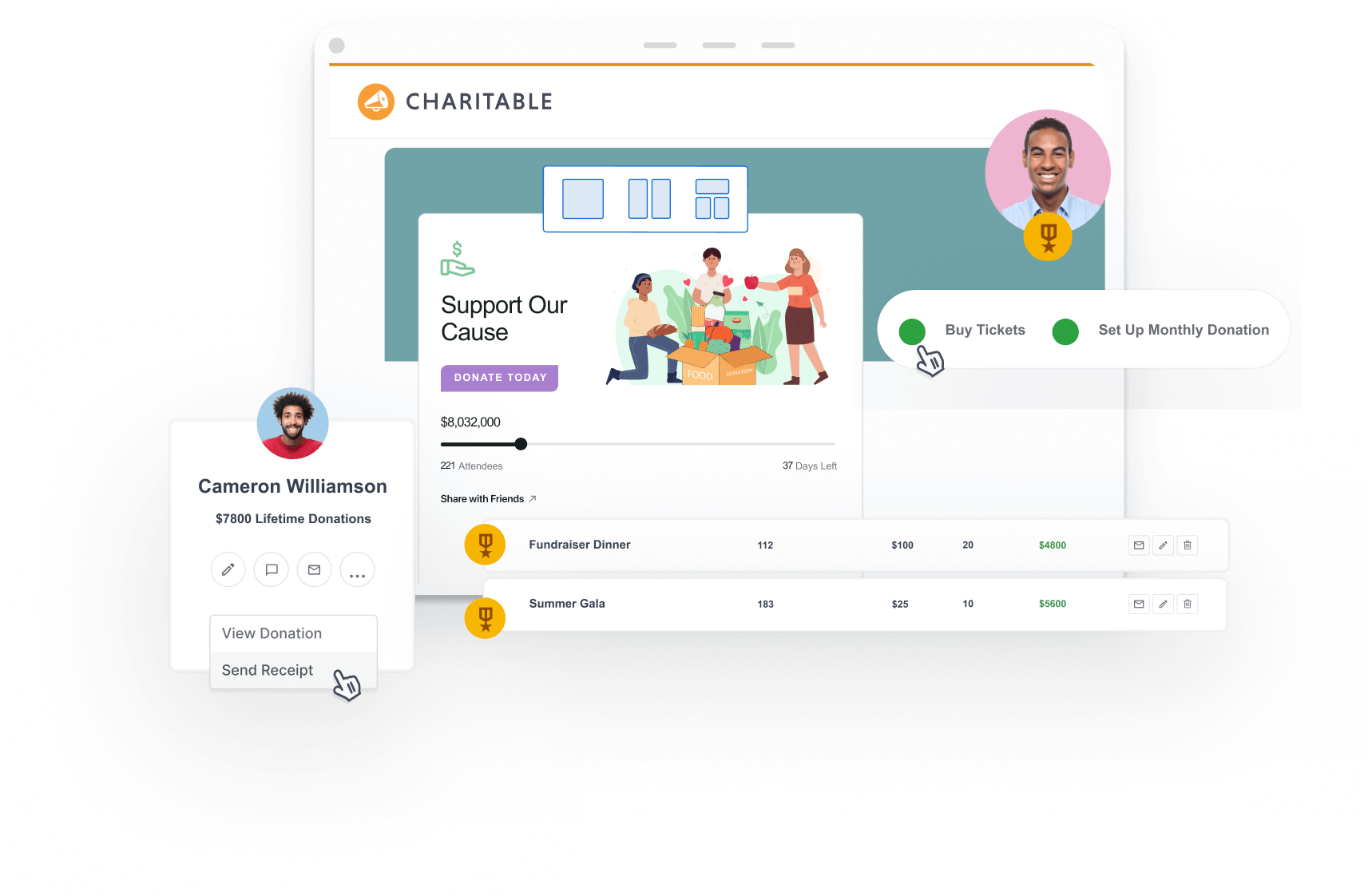 Event fundraising feature