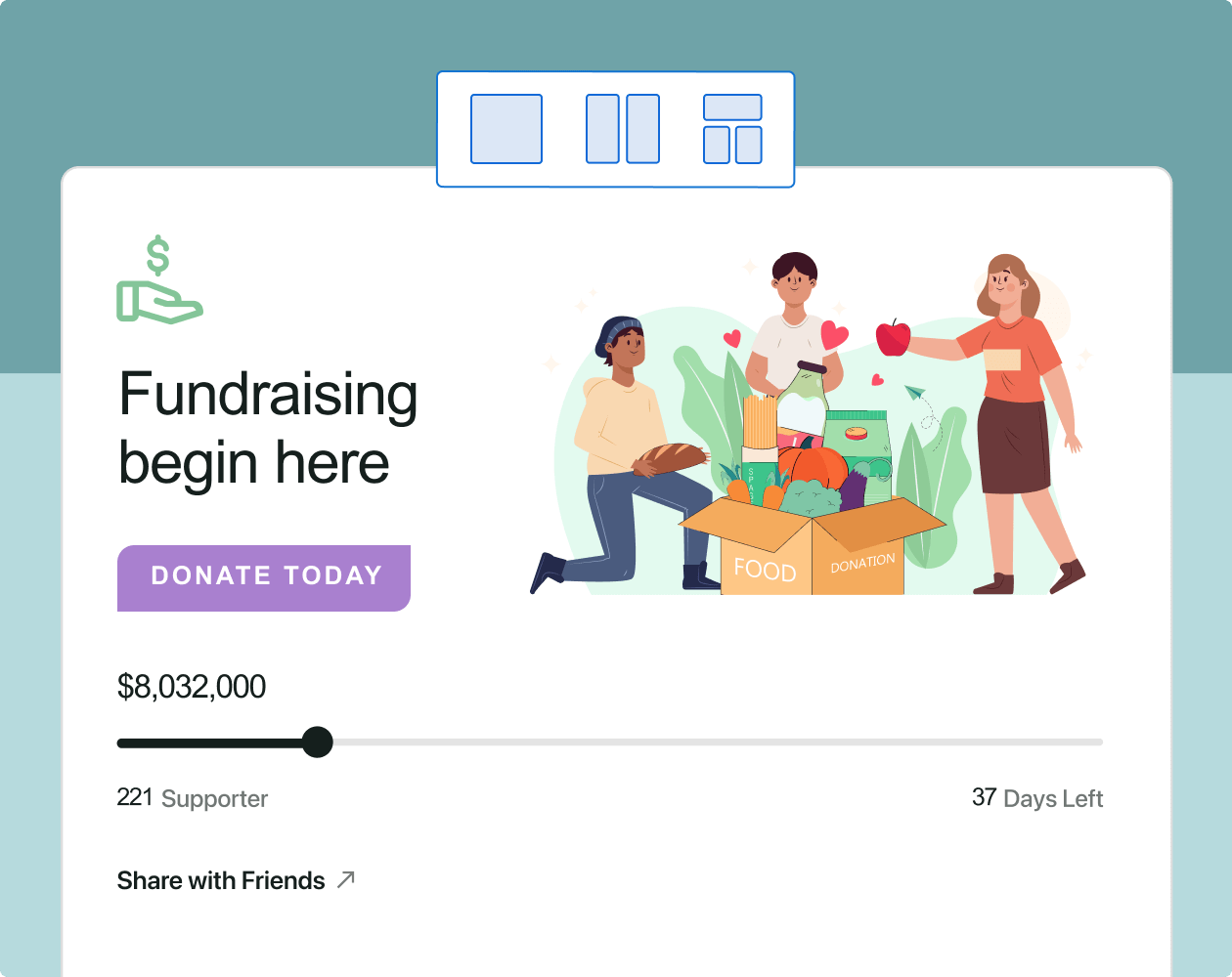 Fundraising begins here feature | Charitable Fundraising begins here feature