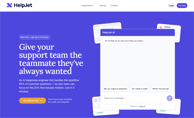 HelpJet Chatbot | Charitable HelpJet Chatbot