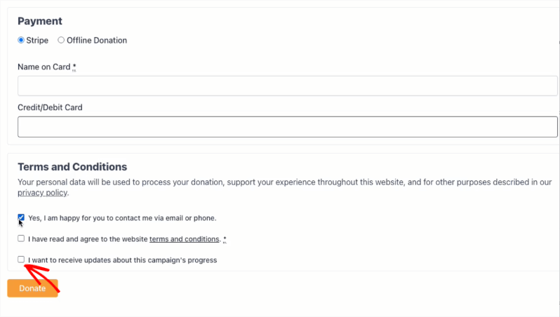 Let donors opt in to receive campaign updates