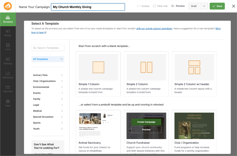Select church template | Charitable Select church template