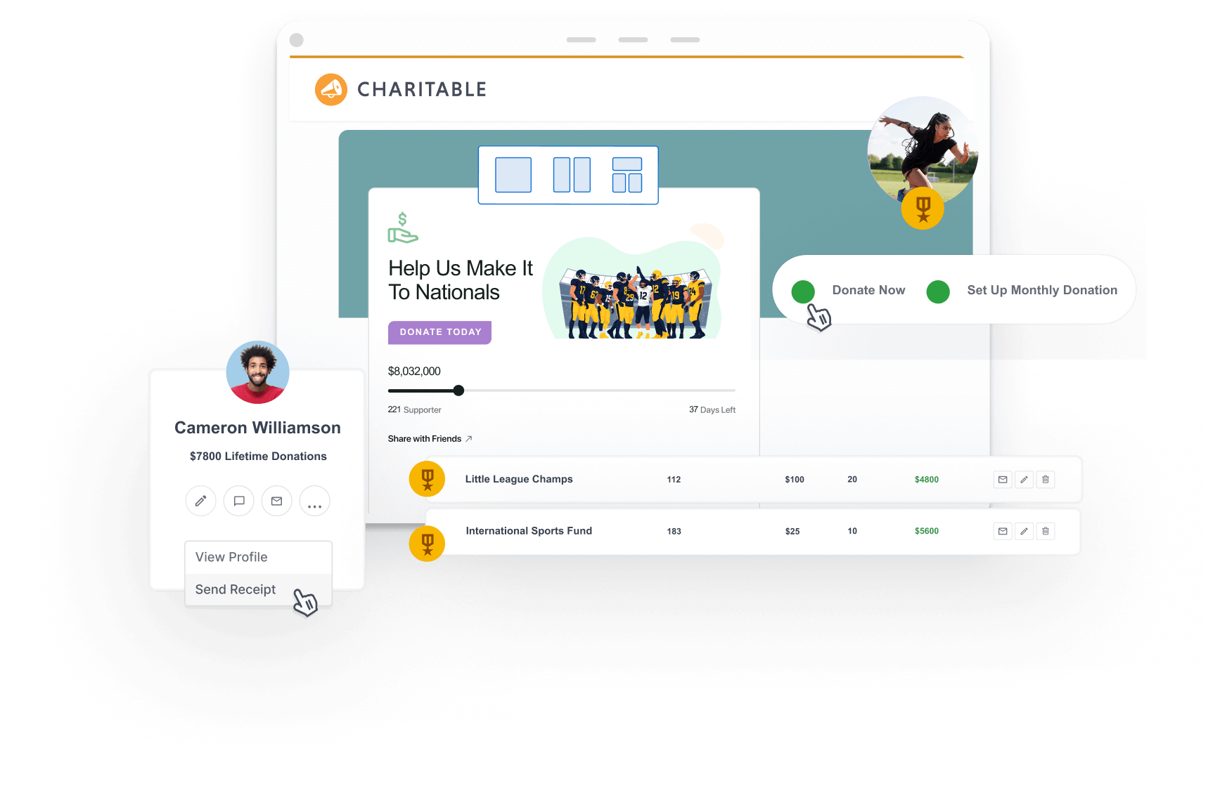 Sports fundraising feature | Charitable Sports fundraising with Charitable