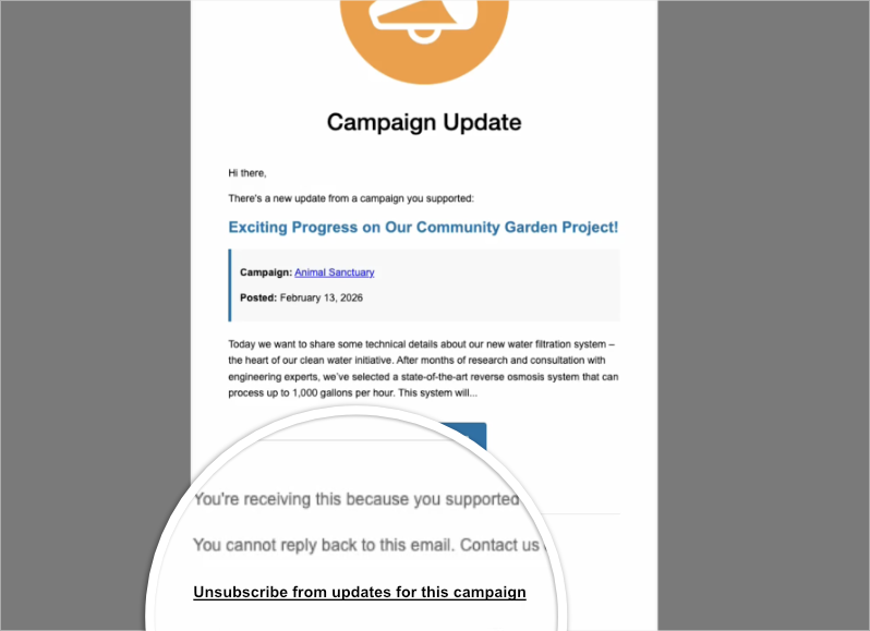 Unsubscribe from campaign updates