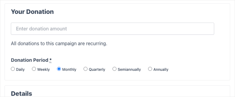 Recurring-donations-only-campaign options | Charitable Recurring-donations-only-campaign options