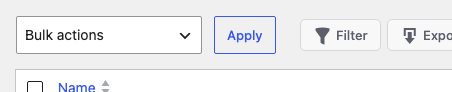 The Bulk Actions dropdown open showing Verify Unverify Resend Welcome Email Export Selected to CSV Delete | Charitable The Bulk Actions dropdown open showing Verify, Unverify, Resend Welcome Email, Export Selected to CSV, Delete & Anonymize