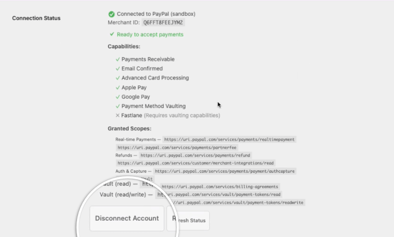 Disconnect PayPal
