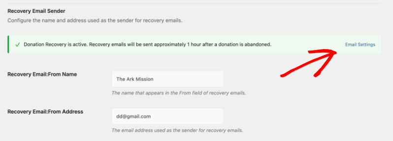 Donation recovery email is active | Charitable Donation recovery email is active