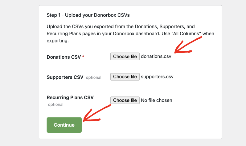 Donorbox file selected | Charitable Donorbox file selected