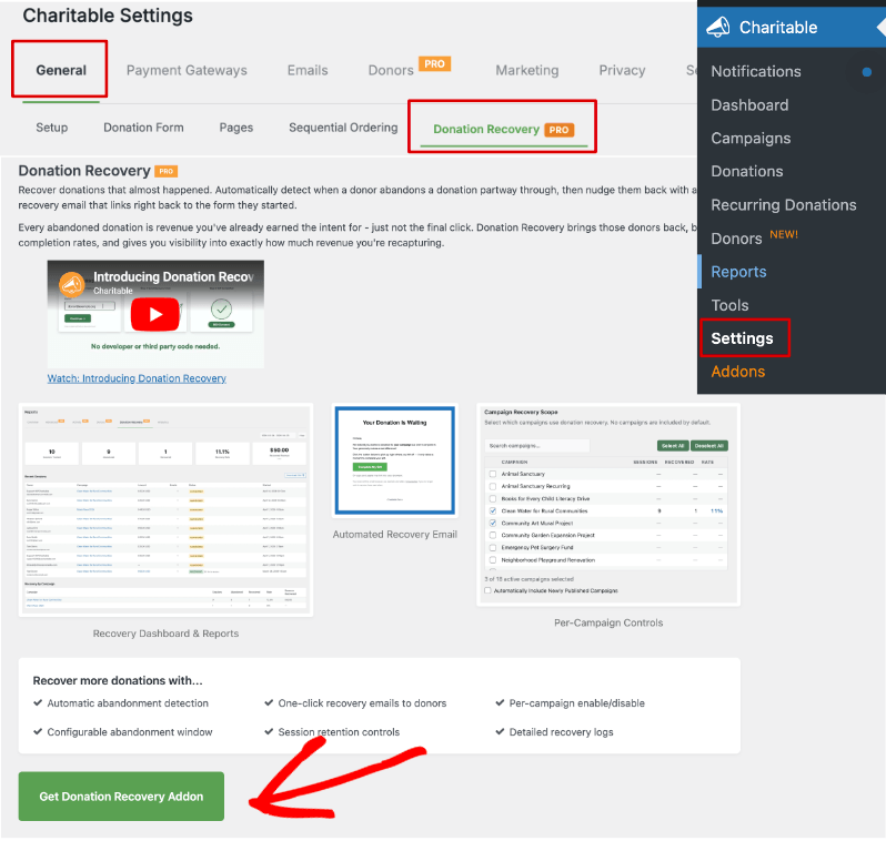 Get donation recovery addon | Charitable Get donation recovery addon