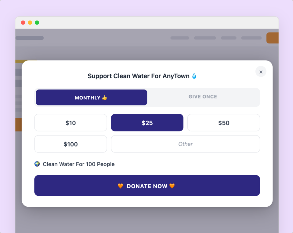 Mini donation widget | Charitable Mini donation widget