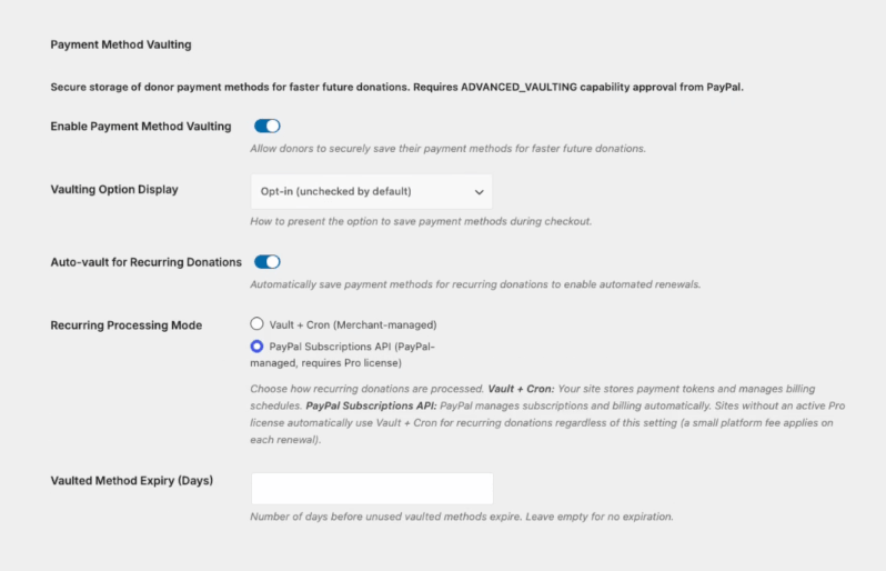 PayPal payment method vaulting