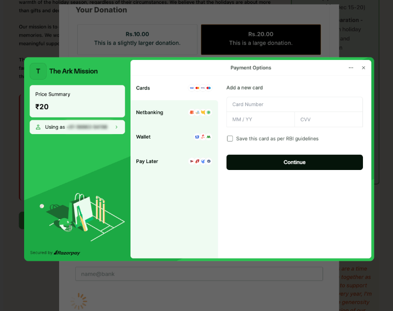 Razorpay gateway sample | Charitable Razorpay gateway sample