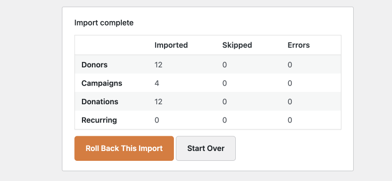 Rollback import in donorbox | Charitable Rollback import in donorbox