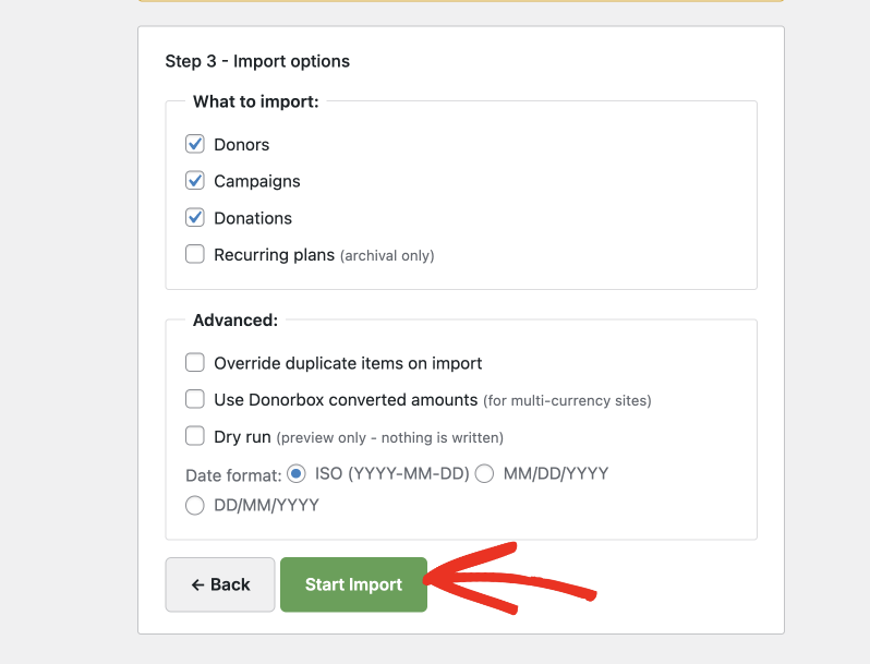Start donorbox import | Charitable Start donorbox import