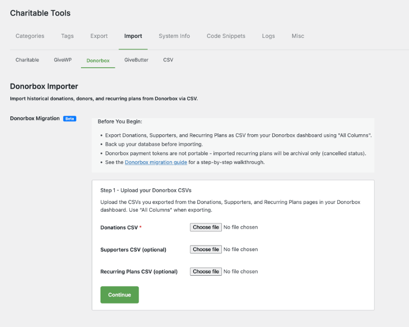 Donorbox csv import | Charitable Donorbox csv import