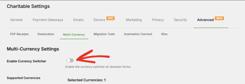 enable currency switcher | Charitable enable currency switcher