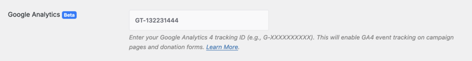 Google Analytics measurement id