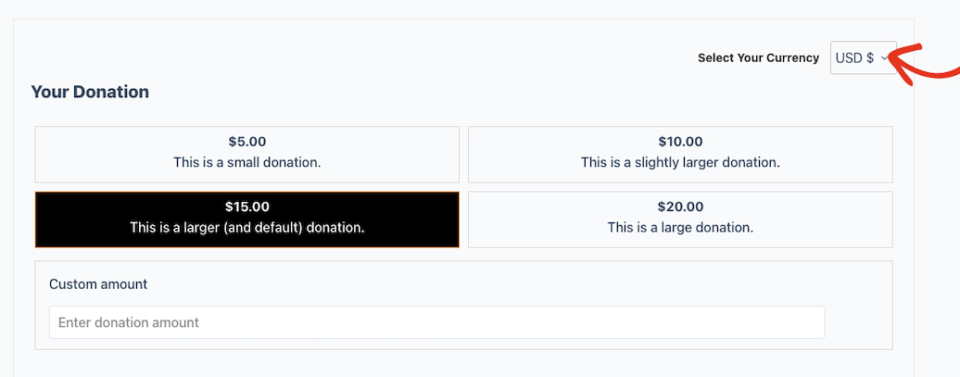 multicurrency switcher | Charitable multicurrency switcher