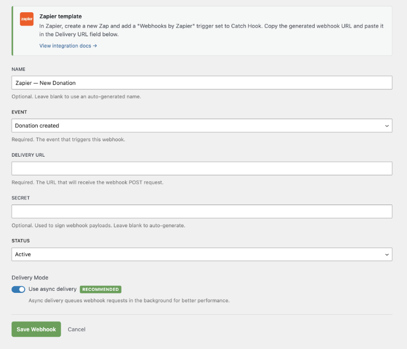 Zapier template in Automations