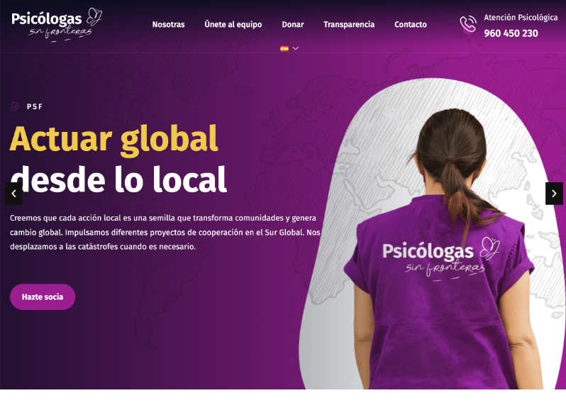 Página de inicio de Psicólogas sin Fronteras