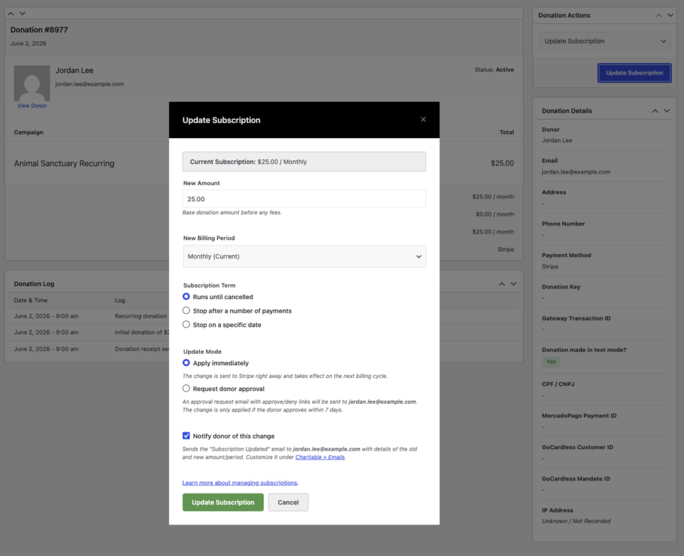 Recurring donation subscription popup | Charitable Recurring donation subscription popup