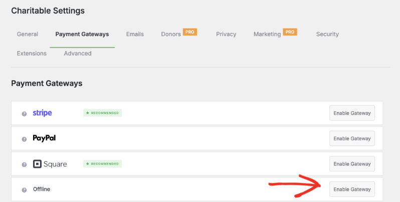 enable offline donations | Charitable Enabling offline donations from the Payment Settings page