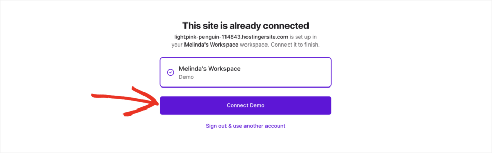 connect to site universally | Charitable The Universally setup wizard confirming the site is already connected to a workspace, with the Connect button ready