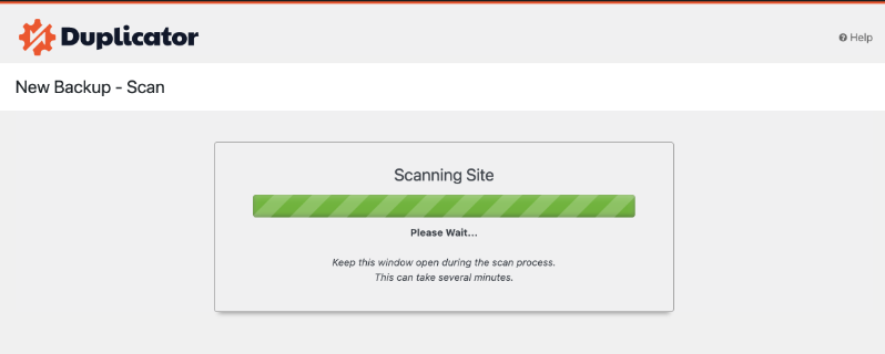 duplicator scanning website | Charitable Duplicator scanning a WordPress site before building a backup