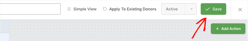 save automation | Charitable Save button in the Visual Automation Builder top bar