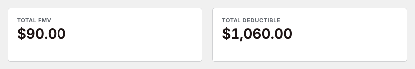 The Total FMV and Total Deductible tiles on the Rewards Overview dashboard
