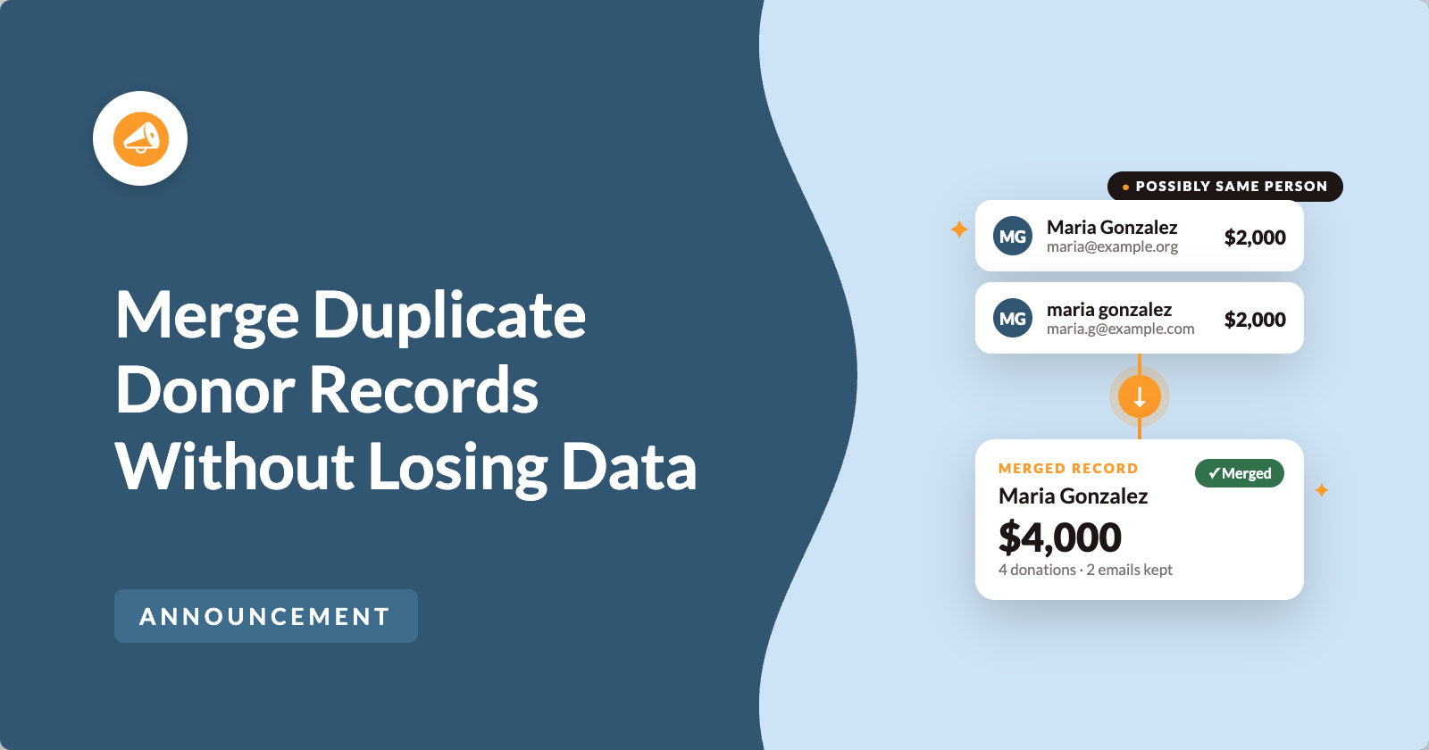 New: Easily Merge Duplicate Donor Records With A Few Clicks | Charitable New: Easily Merge Duplicate Donor Records With A Few Clicks