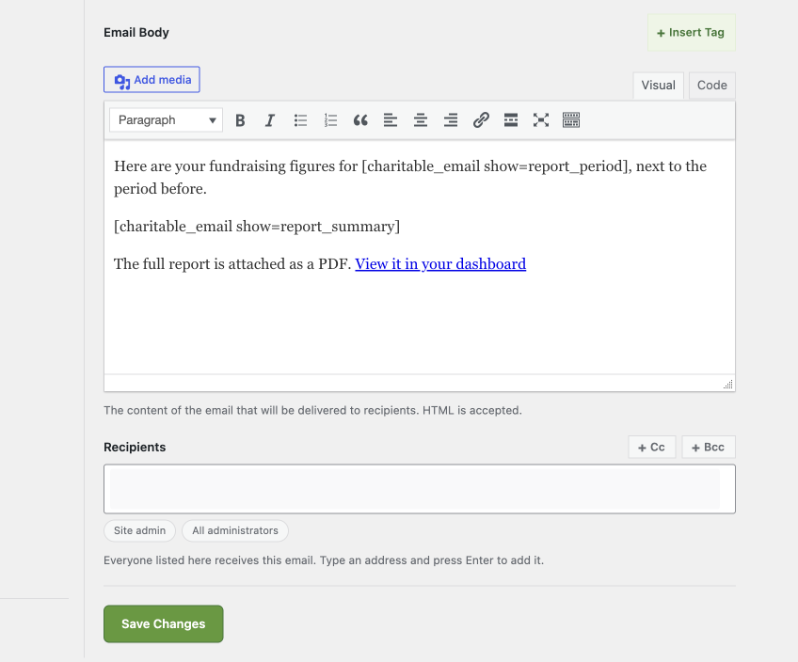 email recipients | Charitable email recipients