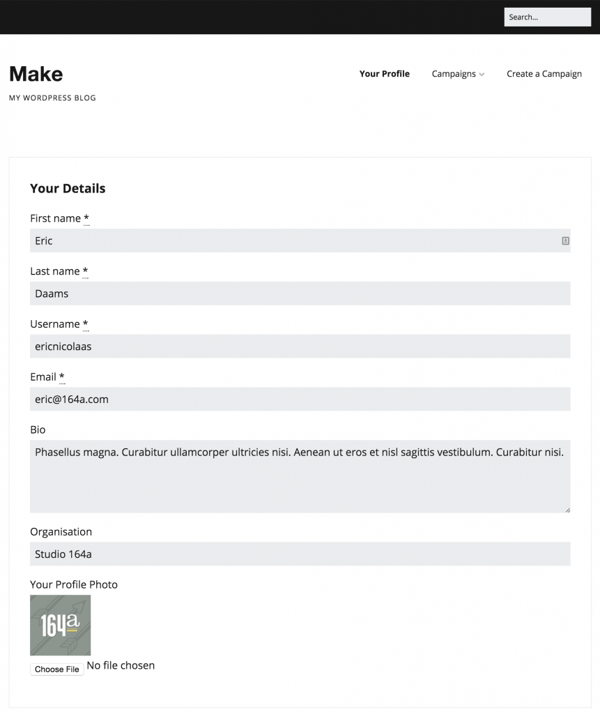 Profile form with photo in Make