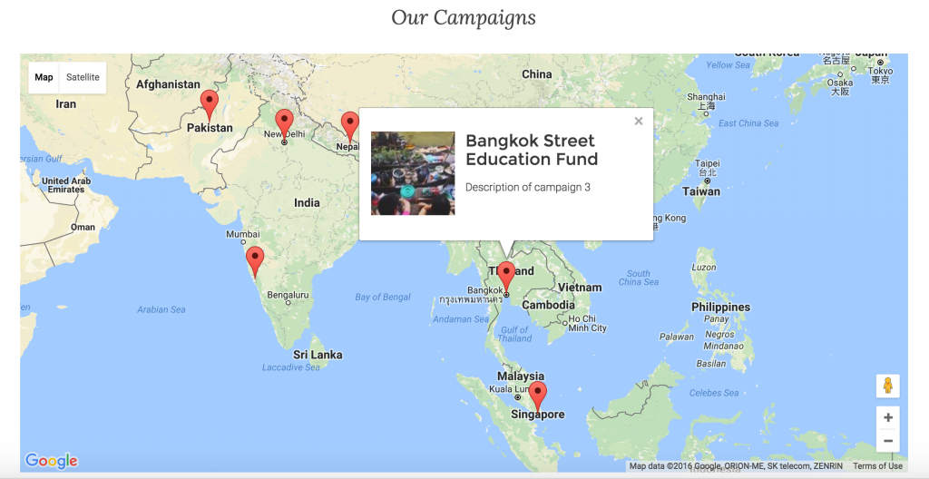 | Charitable Fundraising Campaigns Map