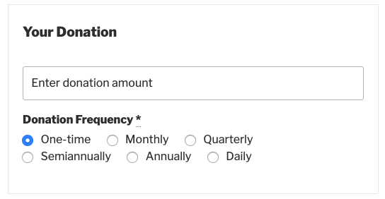 Screenshot showing interface of Variable mode in Recurring Donations